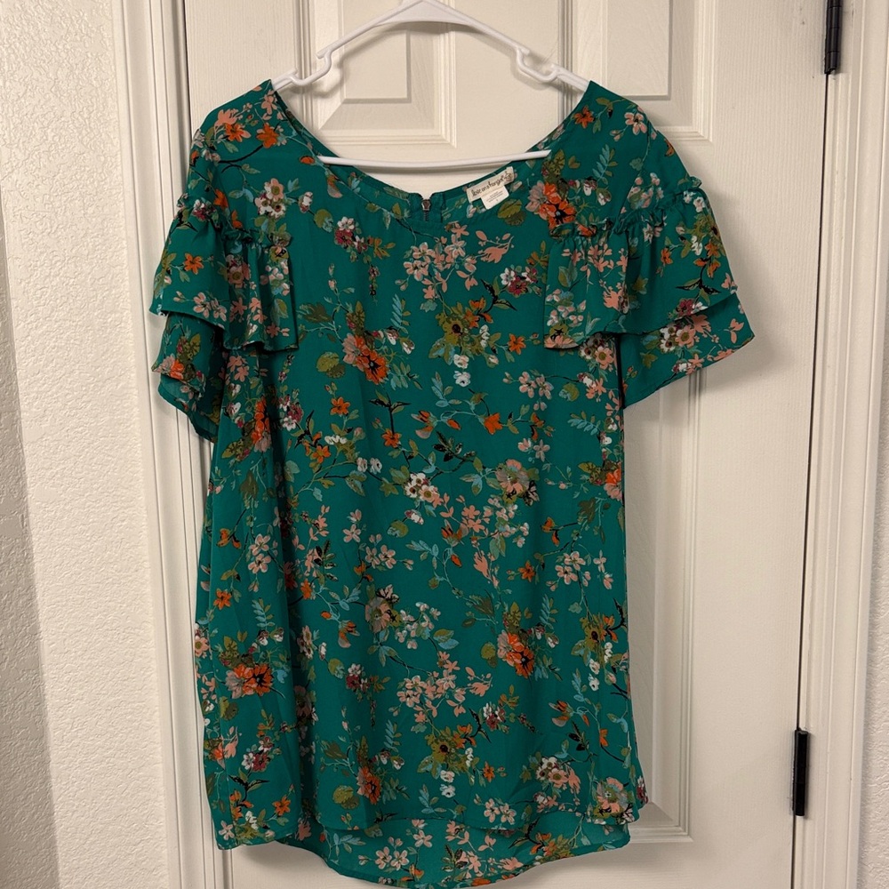 Love on a Hanger Green Floral Blouse
